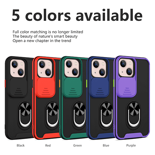 سلائڊ ڪئميرا ڪور فون ڪيس رنگ هولڊر سان